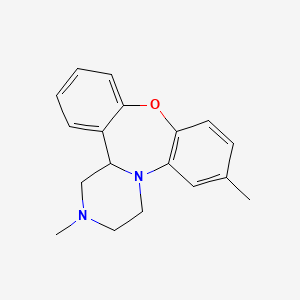 molecular formula C18H20N2O B1217119 1,3,4,14b-Tetrahydro-2,7-dimethyl-2H-dibenzo(b,f)pyrazino(1,2-d)(1,4)oxazepine CAS No. 22485-08-1