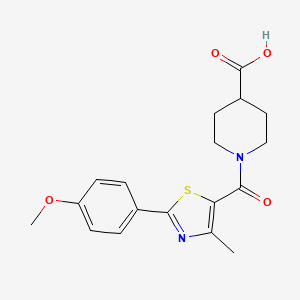 molecular formula C18H20N2O4S B12171297 1-{[2-(4-Methoxyphenyl)-4-methyl-1,3-thiazol-5-yl]carbonyl}piperidine-4-carboxylic acid 