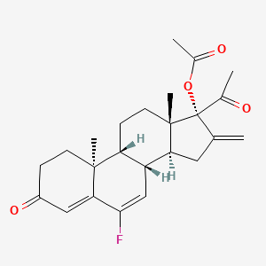 B1217134 [(8R,9R,10S,13S,14S,17R)-17-acetyl-6-fluoro-10,13-dimethyl-16-methylidene-3-oxo-1,2,8,9,11,12,14,15-octahydrocyclopenta[a]phenanthren-17-yl] acetate CAS No. 34184-58-2