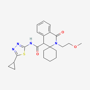 molecular formula C23H28N4O3S B12171370 N-(5-cyclopropyl-1,3,4-thiadiazol-2-yl)-2'-(2-methoxyethyl)-1'-oxo-1',4'-dihydro-2'H-spiro[cyclohexane-1,3'-isoquinoline]-4'-carboxamide 