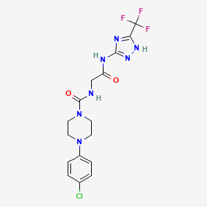 molecular formula C16H17ClF3N7O2 B12171382 4-(4-chlorophenyl)-N-(2-oxo-2-{[3-(trifluoromethyl)-1H-1,2,4-triazol-5-yl]amino}ethyl)piperazine-1-carboxamide 