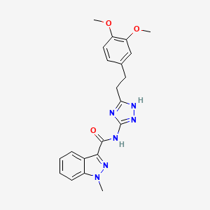 molecular formula C21H22N6O3 B12171408 N-{3-[2-(3,4-dimethoxyphenyl)ethyl]-1H-1,2,4-triazol-5-yl}-1-methyl-1H-indazole-3-carboxamide 
