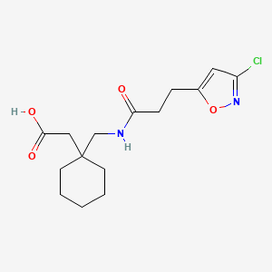 molecular formula C15H21ClN2O4 B12171501 [1-({[3-(3-Chloro-1,2-oxazol-5-yl)propanoyl]amino}methyl)cyclohexyl]acetic acid 