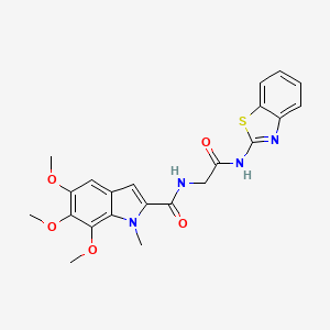 molecular formula C22H22N4O5S B12171565 N-{2-[(2E)-1,3-benzothiazol-2(3H)-ylideneamino]-2-oxoethyl}-5,6,7-trimethoxy-1-methyl-1H-indole-2-carboxamide 