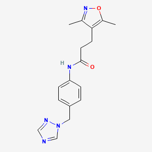 molecular formula C17H19N5O2 B12171582 3-(3,5-dimethyl-1,2-oxazol-4-yl)-N-[4-(1H-1,2,4-triazol-1-ylmethyl)phenyl]propanamide 