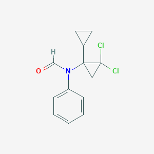 molecular formula C13H13Cl2NO B121716 Formamide, N-(2,2-dichloro-1-cyclopropylcyclopropyl)-N-phenyl- CAS No. 146935-64-0