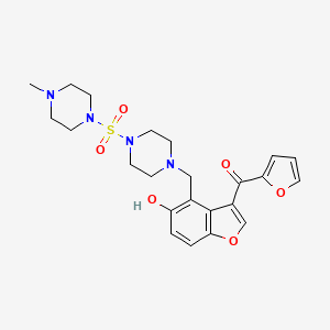 molecular formula C23H28N4O6S B12171609 Furan-2-yl[5-hydroxy-4-({4-[(4-methylpiperazin-1-yl)sulfonyl]piperazin-1-yl}methyl)-1-benzofuran-3-yl]methanone 