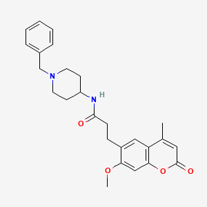molecular formula C26H30N2O4 B12171690 N-(1-benzylpiperidin-4-yl)-3-(7-methoxy-4-methyl-2-oxo-2H-chromen-6-yl)propanamide 