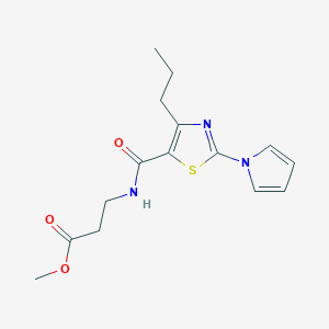 molecular formula C15H19N3O3S B12171723 methyl N-{[4-propyl-2-(1H-pyrrol-1-yl)-1,3-thiazol-5-yl]carbonyl}-beta-alaninate 