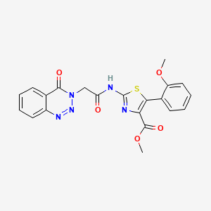 molecular formula C21H17N5O5S B12171777 methyl 5-(2-methoxyphenyl)-2-{[(4-oxo-1,2,3-benzotriazin-3(4H)-yl)acetyl]amino}-1,3-thiazole-4-carboxylate 