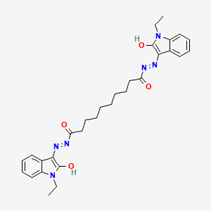 molecular formula C30H36N6O4 B12171869 N'~1~,N'~10~-bis[(3E)-1-ethyl-2-oxo-1,2-dihydro-3H-indol-3-ylidene]decanedihydrazide 