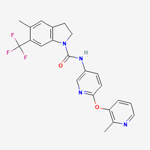 5-methyl-N-[6-(2-methylpyridin-3-yl)oxypyridin-3-yl]-6-(trifluoromethyl)-2,3-dihydroindole-1-carboxamide