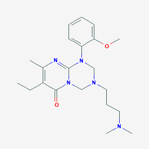 molecular formula C21H31N5O2 B12171972 3-[3-(dimethylamino)propyl]-7-ethyl-1-(2-methoxyphenyl)-8-methyl-1,2,3,4-tetrahydro-6H-pyrimido[1,2-a][1,3,5]triazin-6-one 