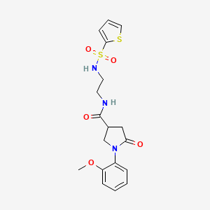 molecular formula C18H21N3O5S2 B12172009 1-(2-methoxyphenyl)-5-oxo-N-{2-[(thiophen-2-ylsulfonyl)amino]ethyl}pyrrolidine-3-carboxamide 