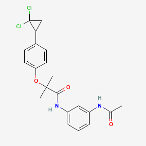 molecular formula C21H22Cl2N2O3 B12172047 N-[3-(acetylamino)phenyl]-2-[4-(2,2-dichlorocyclopropyl)phenoxy]-2-methylpropanamide 