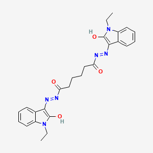 molecular formula C26H28N6O4 B12172094 N'~1~,N'~6~-bis[(3E)-1-ethyl-2-oxo-1,2-dihydro-3H-indol-3-ylidene]hexanedihydrazide 