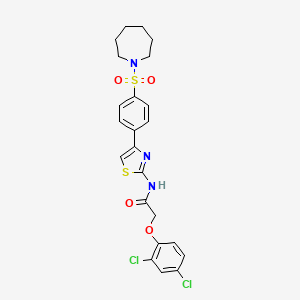 molecular formula C23H23Cl2N3O4S2 B12172106 N-{4-[4-(azepan-1-ylsulfonyl)phenyl]-1,3-thiazol-2-yl}-2-(2,4-dichlorophenoxy)acetamide 