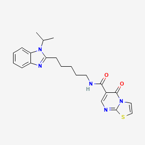 molecular formula C22H25N5O2S B12172135 5-oxo-N-{5-[1-(propan-2-yl)-1H-benzimidazol-2-yl]pentyl}-5H-[1,3]thiazolo[3,2-a]pyrimidine-6-carboxamide 