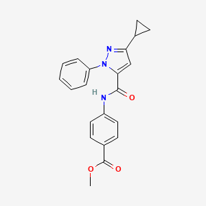 molecular formula C21H19N3O3 B12172161 methyl 4-{[(3-cyclopropyl-1-phenyl-1H-pyrazol-5-yl)carbonyl]amino}benzoate 