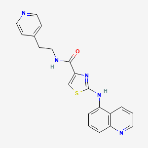 molecular formula C20H17N5OS B12172218 N-[2-(pyridin-4-yl)ethyl]-2-(quinolin-5-ylamino)-1,3-thiazole-4-carboxamide 
