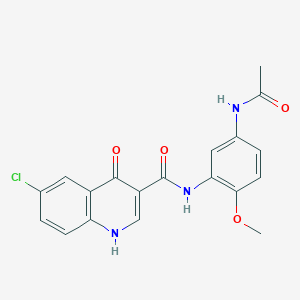 molecular formula C19H16ClN3O4 B12172258 N-[5-(acetylamino)-2-methoxyphenyl]-6-chloro-4-oxo-1,4-dihydroquinoline-3-carboxamide 