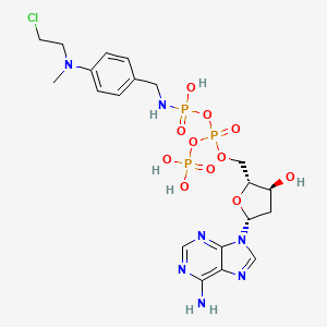 [[(2R,3S,5R)-5-(6-aminopurin-9-yl)-3-hydroxyoxolan-2-yl]methoxy-phosphonooxyphosphoryl]oxy-N-[[4-[2-chloroethyl(methyl)amino]phenyl]methyl]phosphonamidic acid
