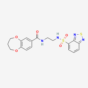 molecular formula C18H18N4O5S2 B12172320 N-{2-[(2,1,3-benzothiadiazol-4-ylsulfonyl)amino]ethyl}-3,4-dihydro-2H-1,5-benzodioxepine-7-carboxamide 