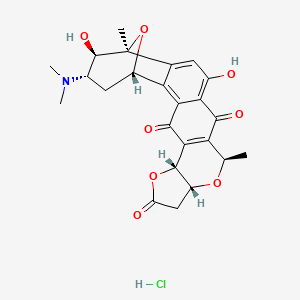 9,13-Epoxycyclohepta(7,8)naphtho(2,3-d)furo(3,2-b)pyran-2,6,14(9H)-trione, 11-(dimethylamino)-3,3a,5,10,11,12,13,14b-octahydro-7,10-dihydroxy-5,9-dimethyl, hydrochloride, (3aR-(3aalpha,5alpha,9beta,10beta,11alpha,13beta,14balpha))-