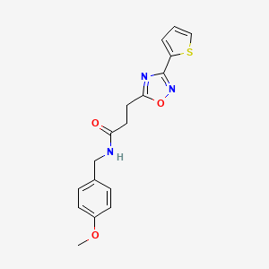 molecular formula C17H17N3O3S B12172474 N-(4-methoxybenzyl)-3-[3-(thiophen-2-yl)-1,2,4-oxadiazol-5-yl]propanamide 