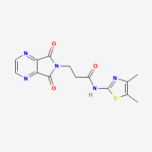 molecular formula C14H13N5O3S B12172485 N-(4,5-dimethylthiazol-2-yl)-3-(5,7-dioxo-5H-pyrrolo[3,4-b]pyrazin-6(7H)-yl)propanamide 