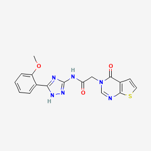 molecular formula C17H14N6O3S B12172563 N-[3-(2-methoxyphenyl)-1H-1,2,4-triazol-5-yl]-2-(4-oxothieno[2,3-d]pyrimidin-3(4H)-yl)acetamide 