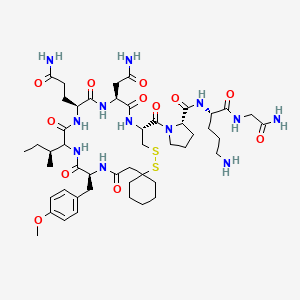 molecular formula C48H74N12O12S2 B1217261 (2S)-N-[(2S)-5-amino-1-[(2-amino-2-oxoethyl)amino]-1-oxopentan-2-yl]-1-[(10R,13S,16S,19S,22S)-13-(2-amino-2-oxoethyl)-16-(3-amino-3-oxopropyl)-19-[(2S)-butan-2-yl]-22-[(4-methoxyphenyl)methyl]-12,15,18,21,24-pentaoxo-7,8-dithia-11,14,17,20,23-pentazaspiro[5.19]pentacosane-10-carbonyl]pyrrolidine-2-carboxamide CAS No. 77327-45-8