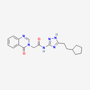 molecular formula C19H22N6O2 B12172614 N-[3-(2-cyclopentylethyl)-1H-1,2,4-triazol-5-yl]-2-(4-oxoquinazolin-3(4H)-yl)acetamide 