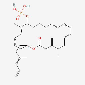 molecular formula C31H45O6P B1217268 [7,19-Dimethyl-2-(3-methylhexa-3,5-dienyl)-20-methylidene-22-oxo-1-oxacyclodocosa-4,6,12,14,16-pentaen-8-yl] dihydrogen phosphate 