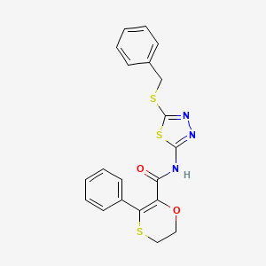 molecular formula C20H17N3O2S3 B12172729 N-[(2Z)-5-(benzylsulfanyl)-1,3,4-thiadiazol-2(3H)-ylidene]-3-phenyl-5,6-dihydro-1,4-oxathiine-2-carboxamide 