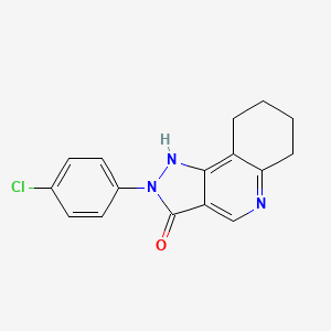 molecular formula C16H14ClN3O B1217275 2-(4-Chloro-phenyl)-2,5,6,7,8,9-hexahydro-pyrazolo[4,3-c]quinolin-3-one 