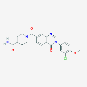 molecular formula C22H21ClN4O4 B12172765 1-{[3-(3-Chloro-4-methoxyphenyl)-4-oxo-3,4-dihydroquinazolin-7-yl]carbonyl}piperidine-4-carboxamide 