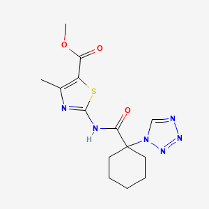 molecular formula C14H18N6O3S B12172809 methyl 4-methyl-2-({[1-(1H-tetrazol-1-yl)cyclohexyl]carbonyl}amino)-1,3-thiazole-5-carboxylate 