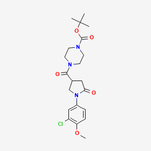 molecular formula C21H28ClN3O5 B12172865 Tert-butyl 4-{[1-(3-chloro-4-methoxyphenyl)-5-oxopyrrolidin-3-yl]carbonyl}piperazine-1-carboxylate 