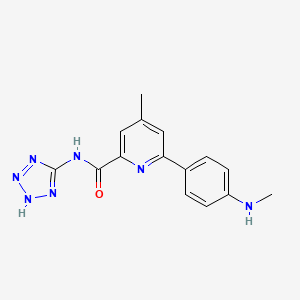 molecular formula C15H15N7O B1217288 N-(1H-Tetrazol-5-yl)-4-methyl-6-(4-(methylamino)phenyl)-2-pyridinecarboxamide CAS No. 80021-12-1