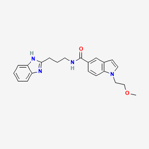 molecular formula C22H24N4O2 B12172885 N-[3-(1H-benzimidazol-2-yl)propyl]-1-(2-methoxyethyl)-1H-indole-5-carboxamide 