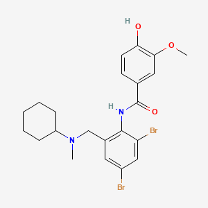 molecular formula C22H26Br2N2O3 B1217294 N-(2,4-Dibromo-6-((cyclohexylmethylamino)methyl)phenyl)-4-hydroxy-3-methoxybenzamide CAS No. 84461-99-4