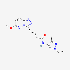 molecular formula C16H21N7O2 B12172944 N-(1-ethyl-3-methyl-1H-pyrazol-4-yl)-4-(6-methoxy[1,2,4]triazolo[4,3-b]pyridazin-3-yl)butanamide 