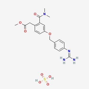 molecular formula C20H26N4O8S B1217298 N,N-Dimethylcarbamoyl-4-(4-guanidinobenzyloxy)phenyl acetate methane sulfate CAS No. 88025-93-8