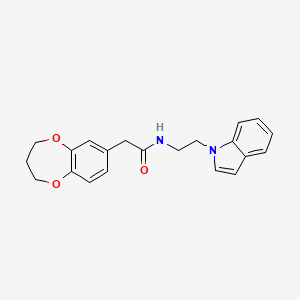 molecular formula C21H22N2O3 B12172995 2-(3,4-dihydro-2H-1,5-benzodioxepin-7-yl)-N-[2-(1H-indol-1-yl)ethyl]acetamide 