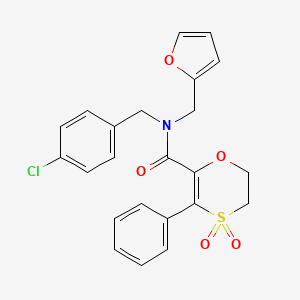 molecular formula C23H20ClNO5S B12173031 N-(4-chlorobenzyl)-N-(furan-2-ylmethyl)-3-phenyl-5,6-dihydro-1,4-oxathiine-2-carboxamide 4,4-dioxide 