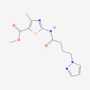 molecular formula C13H16N4O3S B12173048 methyl 4-methyl-2-{[4-(1H-pyrazol-1-yl)butanoyl]amino}-1,3-thiazole-5-carboxylate 