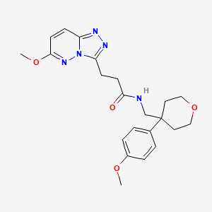 molecular formula C22H27N5O4 B12173066 3-(6-methoxy-[1,2,4]triazolo[4,3-b]pyridazin-3-yl)-N-((4-(4-methoxyphenyl)tetrahydro-2H-pyran-4-yl)methyl)propanamide 