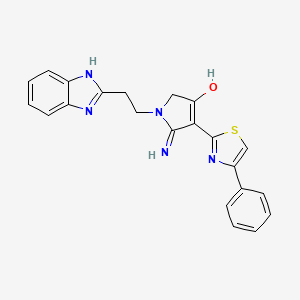 molecular formula C22H19N5OS B12173202 1-[2-(1H-benzimidazol-2-yl)ethyl]-5-imino-4-(4-phenyl-1,3-thiazol-2-yl)-2,5-dihydro-1H-pyrrol-3-ol 