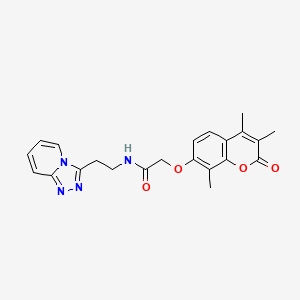 molecular formula C22H22N4O4 B12173236 N-[2-([1,2,4]triazolo[4,3-a]pyridin-3-yl)ethyl]-2-[(3,4,8-trimethyl-2-oxo-2H-chromen-7-yl)oxy]acetamide 